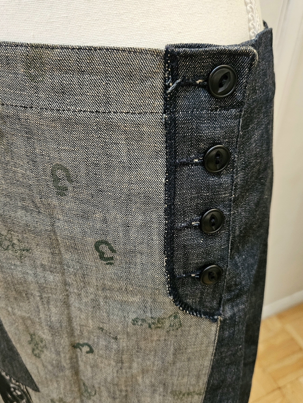 Vintage Diesel Be You (K) Y2K Maxi Blue Denim Long Printed Skirt S - Picture 10 of 11